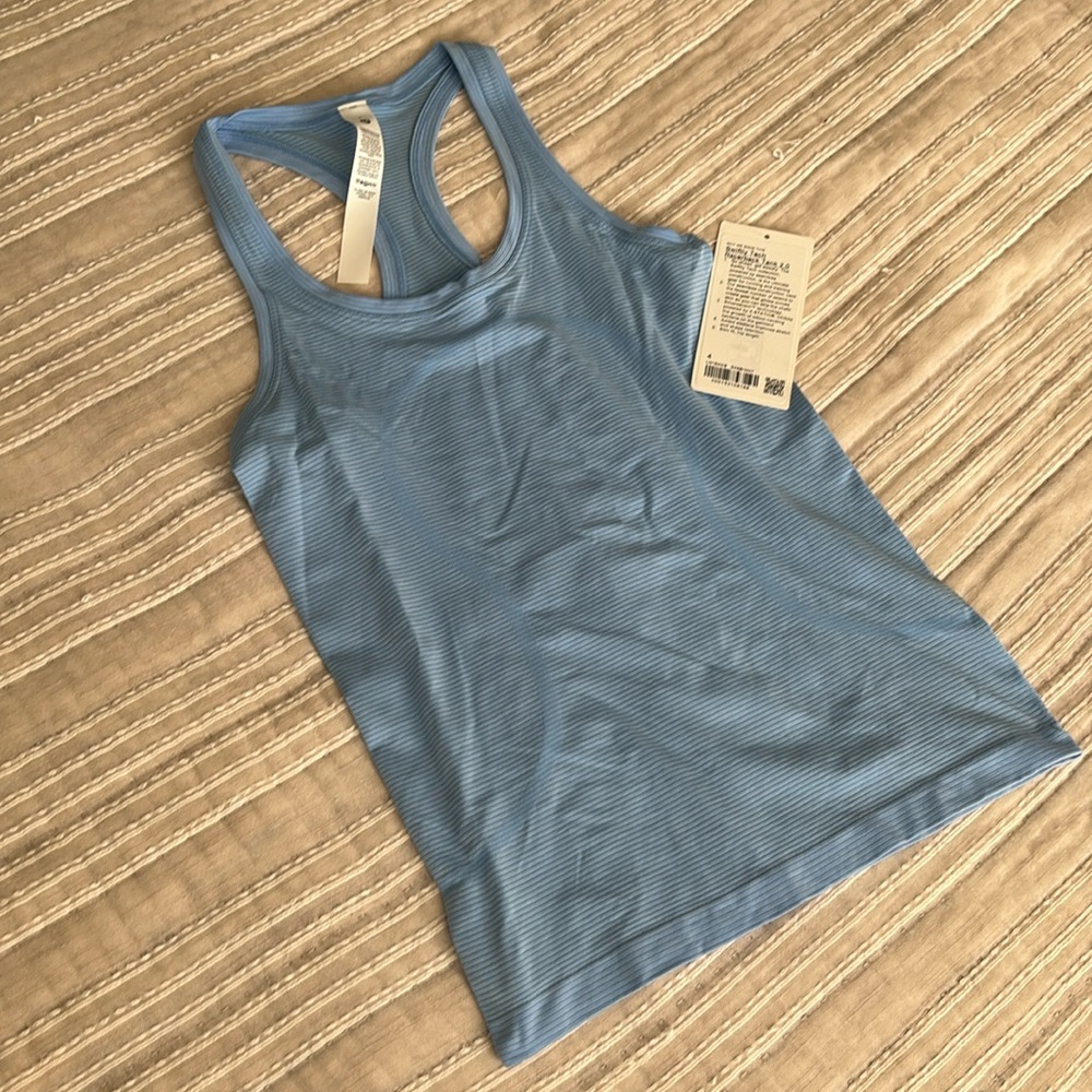 NWT - Blue, Lululemon Swiftly Tech Racerback Tank 2.0, hip length, size 4